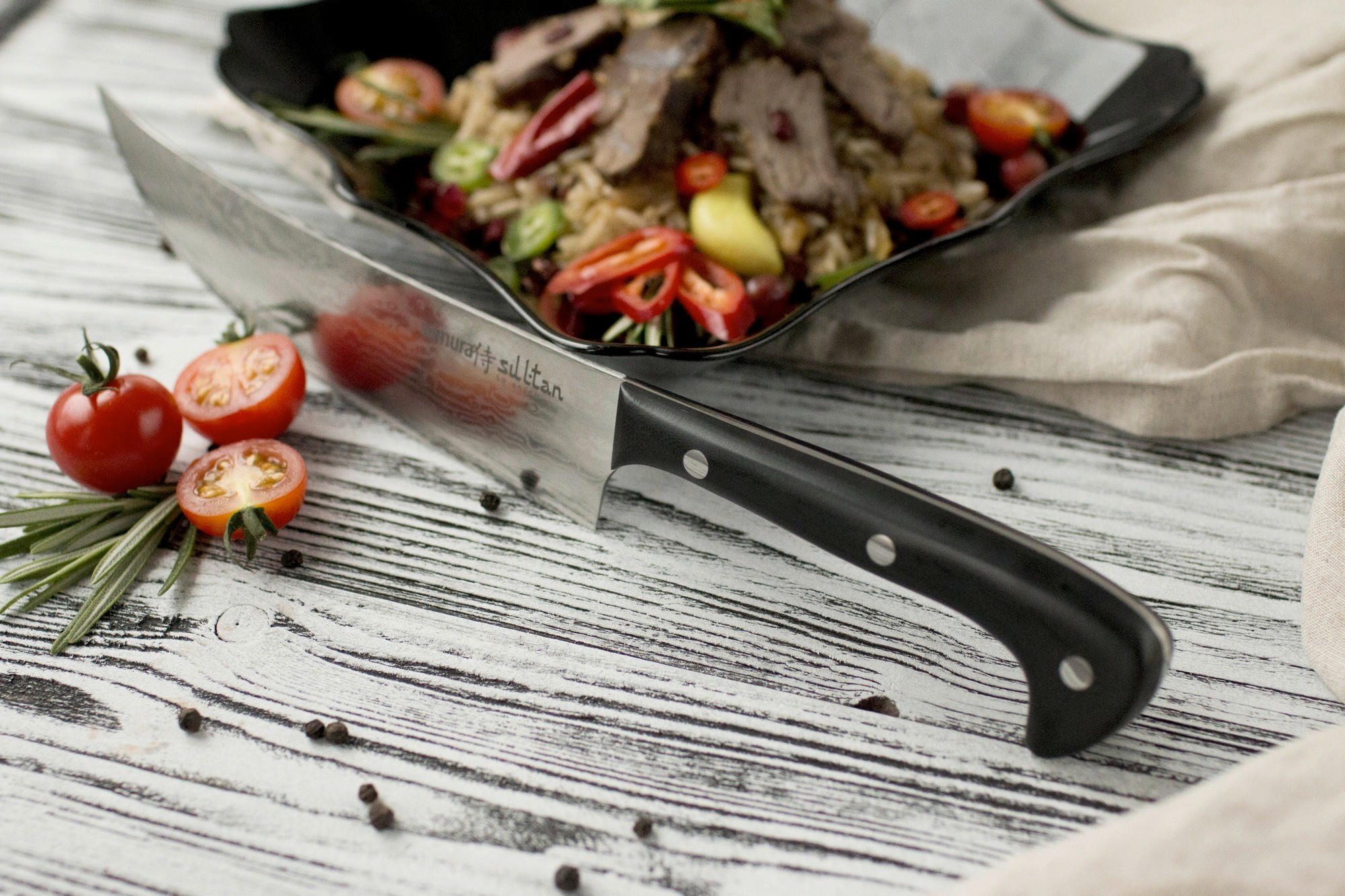 KUHARSKI NOŽ  SULTAN 28,8/4,5/2,1 cm           jeklo - srebrne barve/črna, Basics, kovina/leseni material (28,8/4,5/2,1cm) - Samura