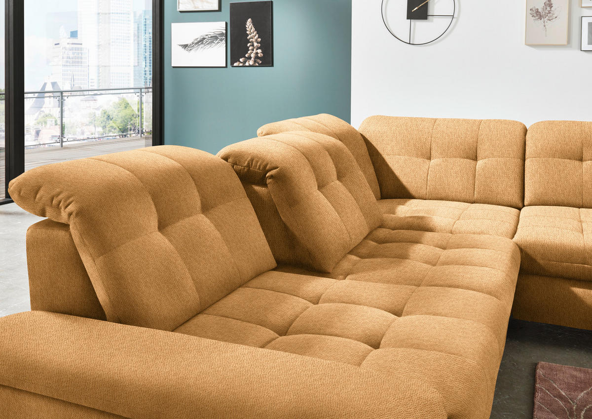 ECKSOFA in Chenille Currygelb  - Chromfarben/Currygelb, Design, Textil/Metall (310/260cm) - Beldomo Speed
