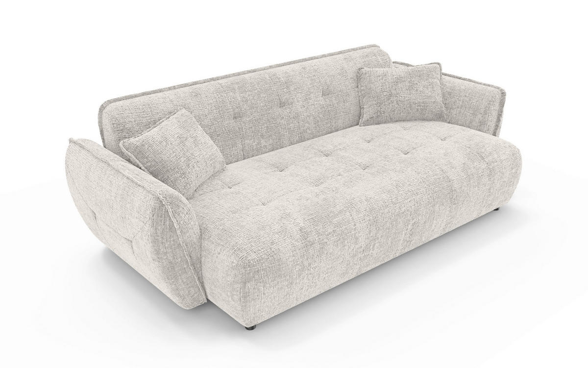 VIERSITZER-SOFA Nelia Chenille Beige  - Beige/Schwarz, Design, Kunststoff/Textil (250/81/114cm) - P & B