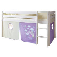 HOCHBETT 90/200 cm,  in Weiß, Flieder, Absturzsicherung, Leiter, Vorhang  - Flieder/Weiß, Natur, Holz (90/200cm) - MID.YOU