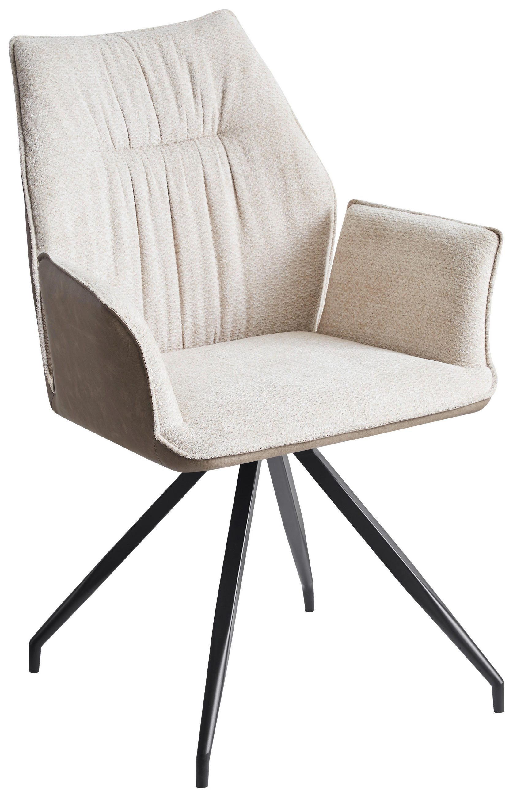 ARMLEHNSTUHL  in Eisen Lederlook, Struktur  - Beige/Schwarz, Design, Textil/Metall (63/91/60cm) - Carryhome