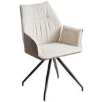ARMLEHNSTUHL  inklusive Armlehnen, Sitzfläche 180° drehbar Lederlook, Struktur  - Beige/Schwarz, Design, Textil/Metall (63/91/60cm) - Carryhome