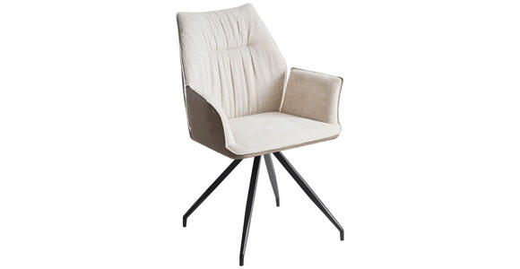 ARMLEHNSTUHL  inklusive Armlehnen, Sitzfläche 180° drehbar Lederlook, Struktur  - Beige/Schwarz, Design, Textil/Metall (63/91/60cm) - Carryhome