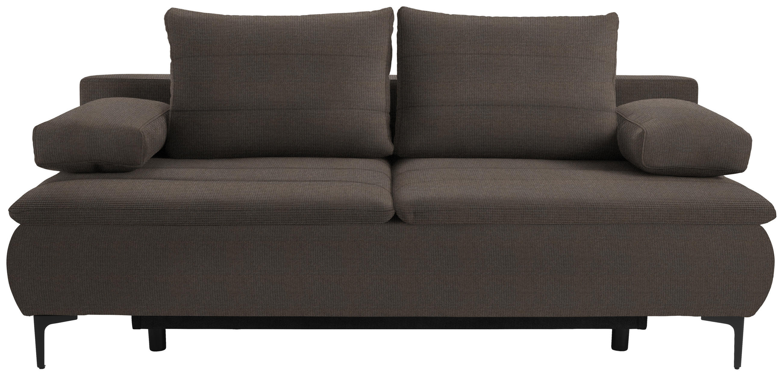BOXSPRINGSOFA Flachgewebe Braun  - Schwarz/Braun, KONVENTIONELL, Textil/Metall (204/93/100cm) - Novel