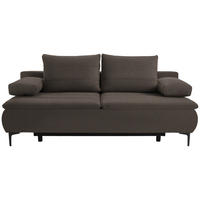 BOXSPRINGSOFA in Flachgewebe Braun  - Schwarz/Braun, Konventionell, Textil/Metall (204/93/100cm) - Livetastic