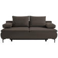 BOXSPRINGSOFA in Flachgewebe Braun  - Schwarz/Braun, KONVENTIONELL, Textil/Metall (204/93/100cm) - Novel