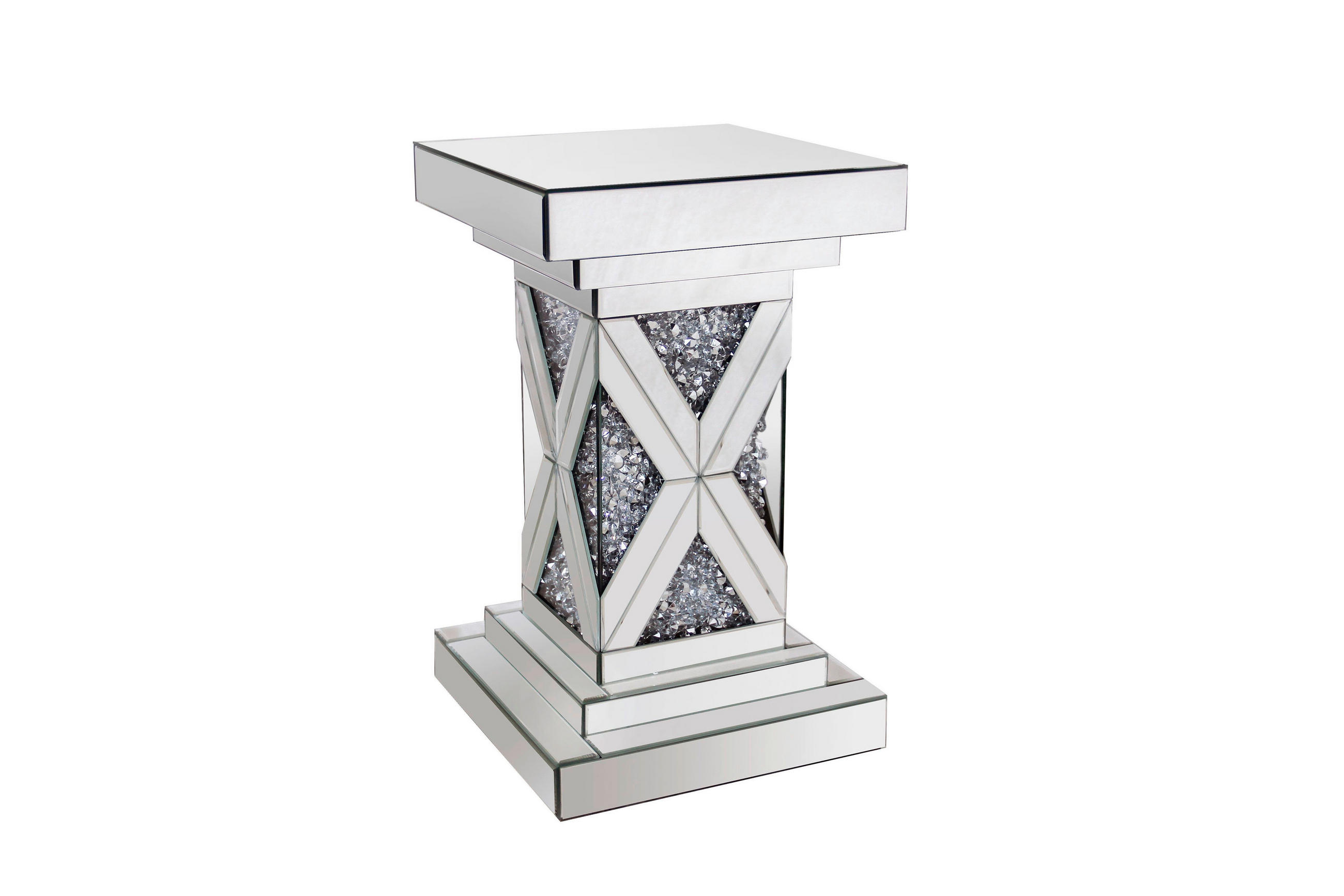 Masă Auxiliară din sticlă, material pe bază de lemn, 30,8/51/30,8 cm