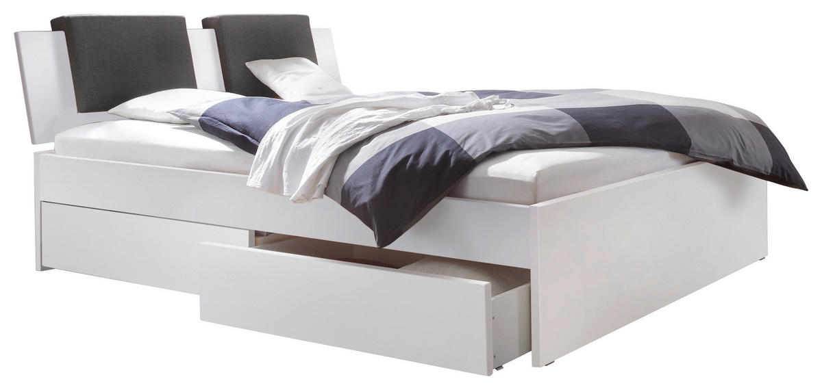 STAURAUMBETT 180/200 cm  in Weiß  - Schwarz/Weiß, Design, Holzwerkstoff/Textil (180/200cm) - Hasena