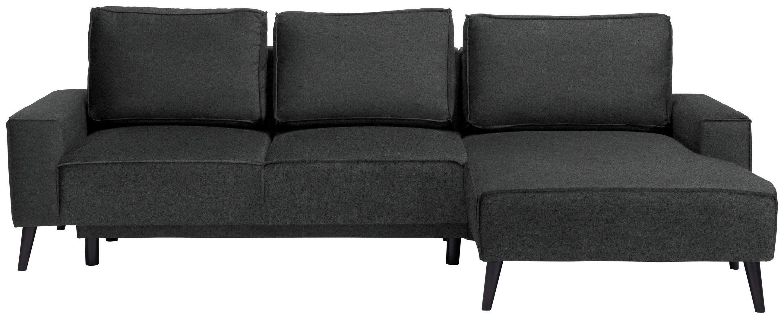ECKSOFA in Velours Anthrazit  - Anthrazit/Schwarz, Basics, Holz/Textil (260/161cm) - Carryhome