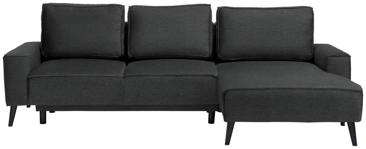 ECKSOFA in Velours Anthrazit  - Anthrazit/Schwarz, Basics, Holz/Textil (260/161cm) - Carryhome