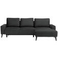 ECKSOFA in Velours Anthrazit  - Anthrazit/Schwarz, Basics, Holz/Textil (260/161cm) - Carryhome