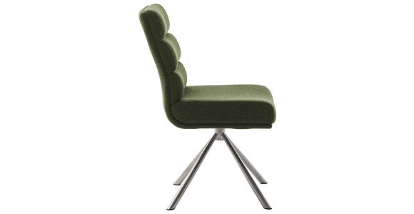 STUHL in Edelstahl Webstoff Metall, Textil - Edelstahlfarben/Olivgrün, Design, Textil/Metall (47/90/64cm) - Dieter Knoll