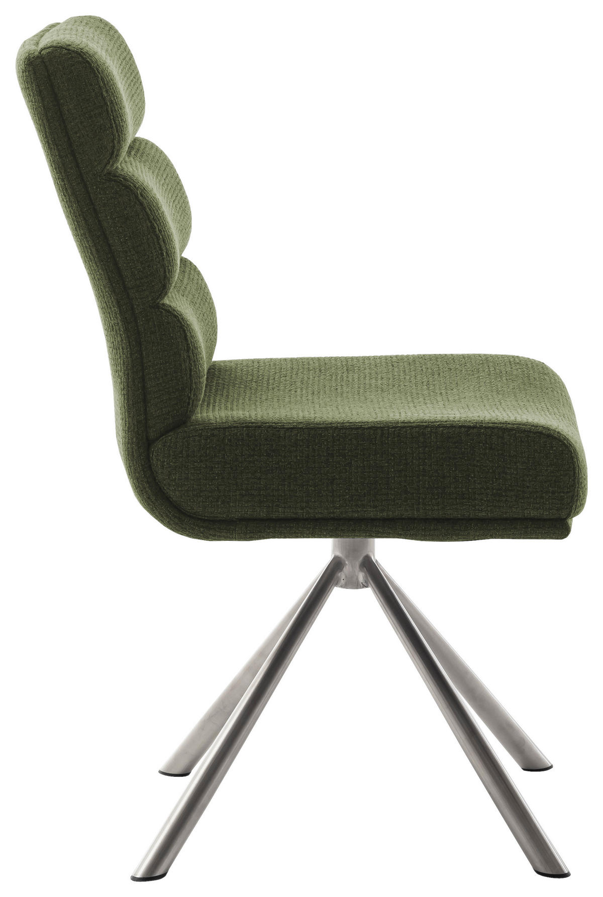 STUHL  in Edelstahl Webstoff Metall, Textil  - Edelstahlfarben/Olivgrün, Design, Textil/Metall (47/90/64cm) - Dieter Knoll