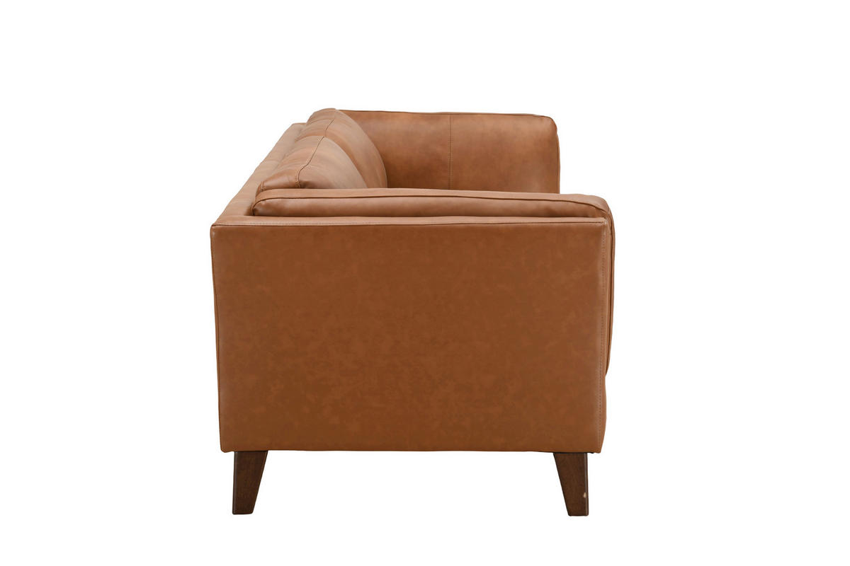 3-SITZER-SOFA SERA Echtleder Lederlook Cognac  - Cognac/Dunkelbraun, Design, Leder/Holz (190/72/88cm) - Livetastic
