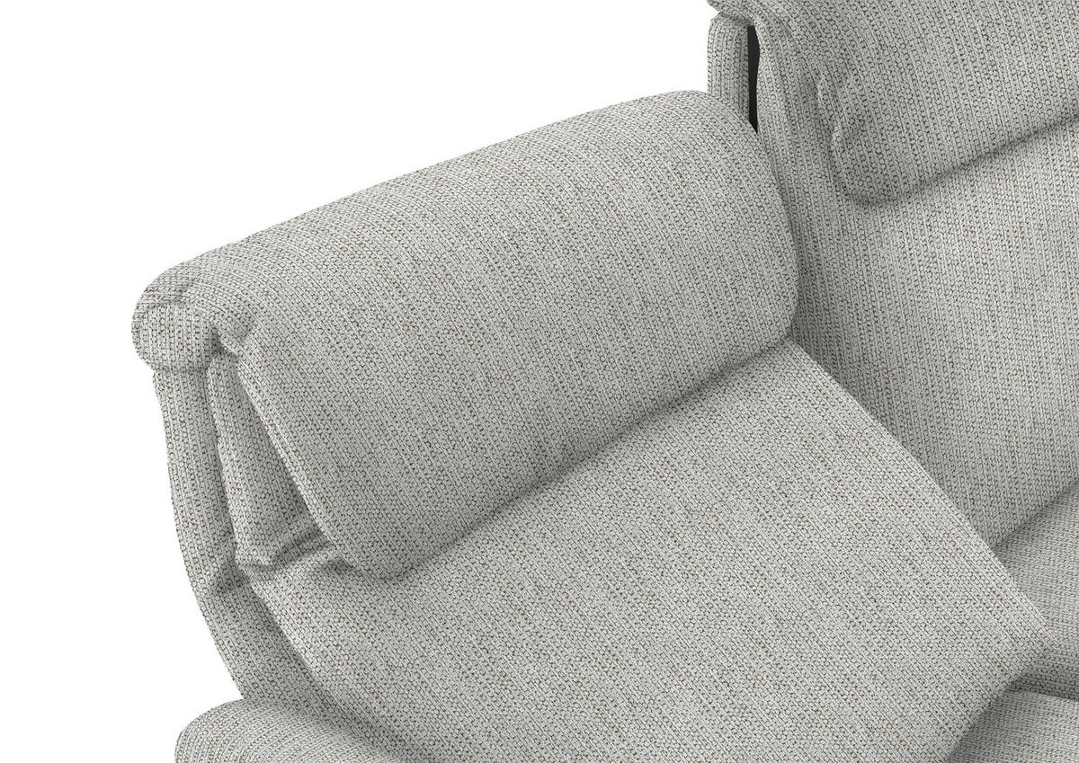 TRAPEZSOFA in Flachgewebe Silberfarben  - Silberfarben/Schwarz, Konventionell, Textil/Metall (219/107/97cm) - Pure Home Comfort