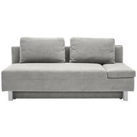 SCHLAFSOFA  mit Stoffauswahl, Schlafen auf Sitzhöhe, Armteil rechts Flachgewebe Hellgrau  - Chromfarben/Hellgrau, Design, Holz/Textil (205/77-93/99cm) - Novel