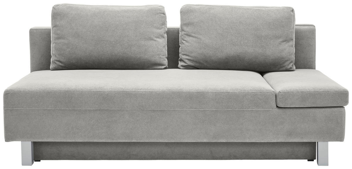 SCHLAFSOFA  mit Stoffauswahl, Schlafen auf Sitzhöhe, Armteil rechts Flachgewebe Hellgrau  - Chromfarben/Hellgrau, Design, Holz/Textil (205/77-93/99cm) - Novel