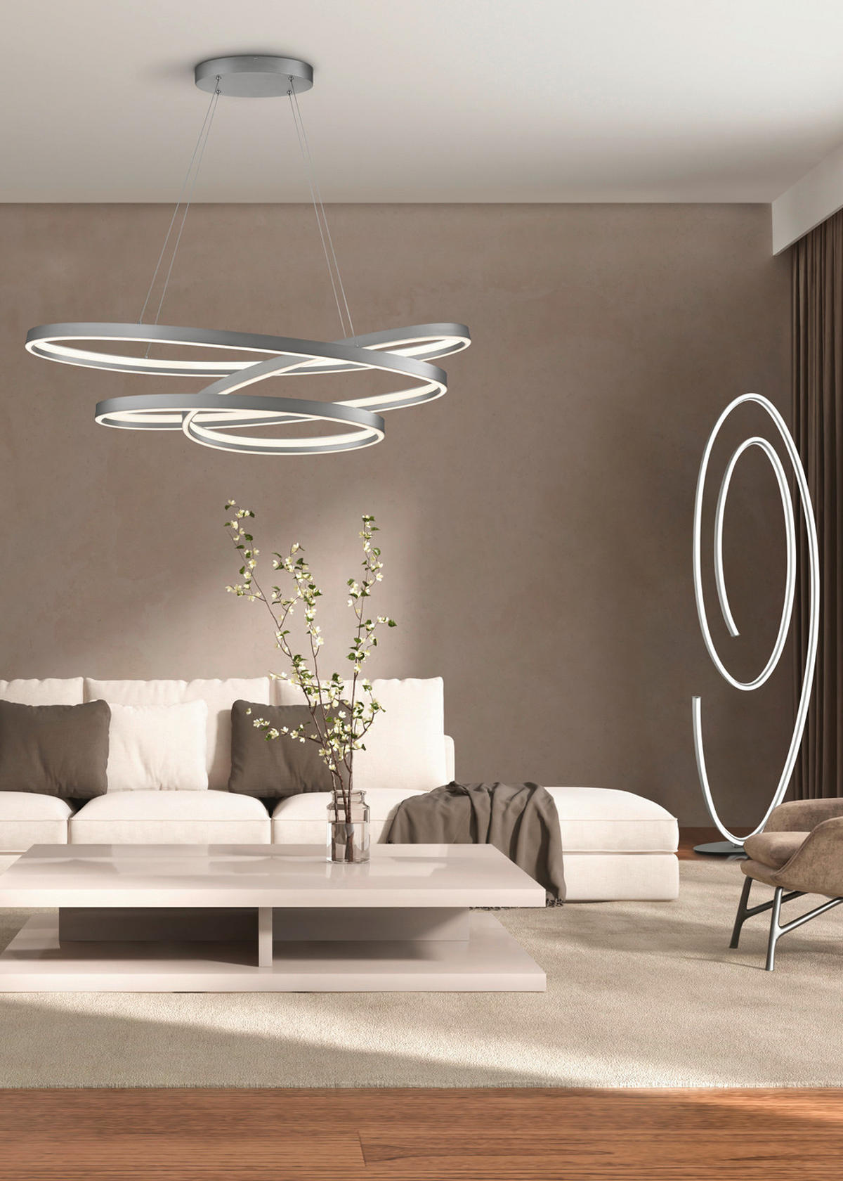 LED-STEHLEUCHTE Ciola 50/22/175 cm Modern  - Nickelfarben, Design, Metall (50/22/175cm) - Cinque