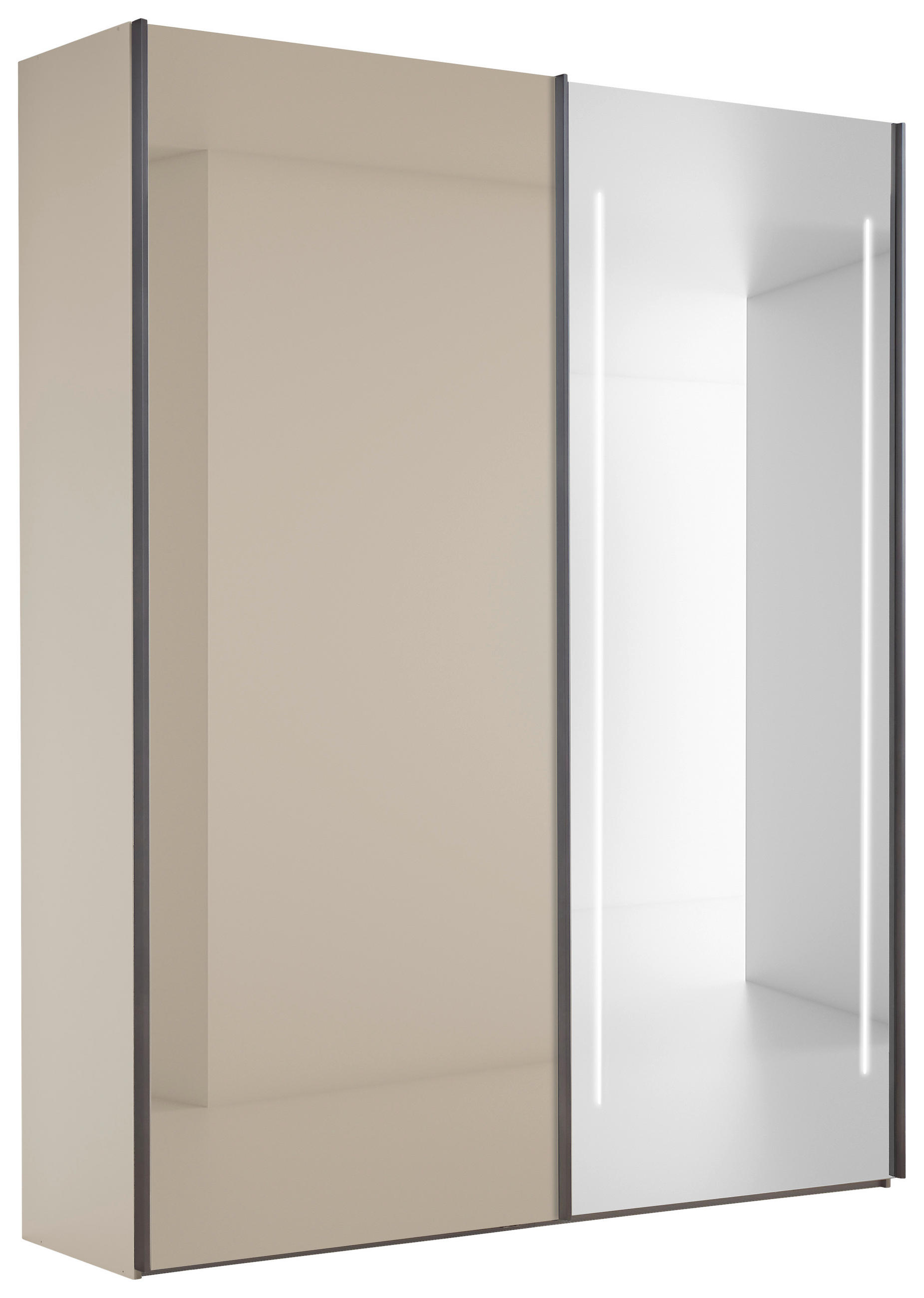 SCHWEBETÜRENSCHRANK 200/236/68 cm,  in Grau, 2 Tür(en)  - Chromfarben/Grau, Design, Glas/Holzwerkstoff (200/236/68cm) - Dieter Knoll