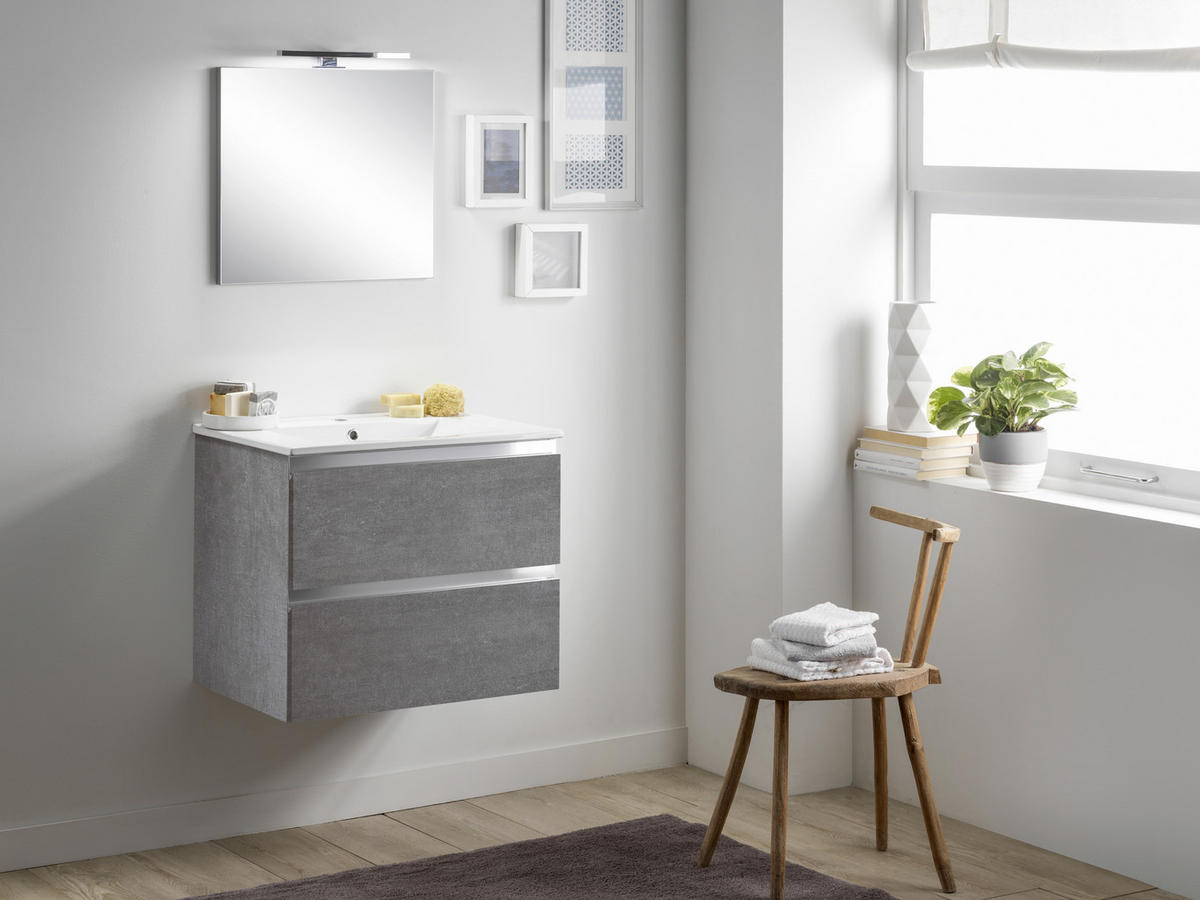 KUPAONICA  tamno siva  - bijela/tamno siva, staklo/drvni materijal (80/51/45cm) - Italstyle