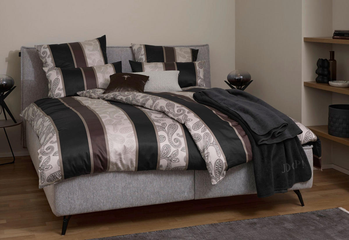 BETTWÄSCHESET Makosatin 160/210 cm  50 cm/70 cm  - Schwarz, Design, Textil (160/210cm) - Joop!