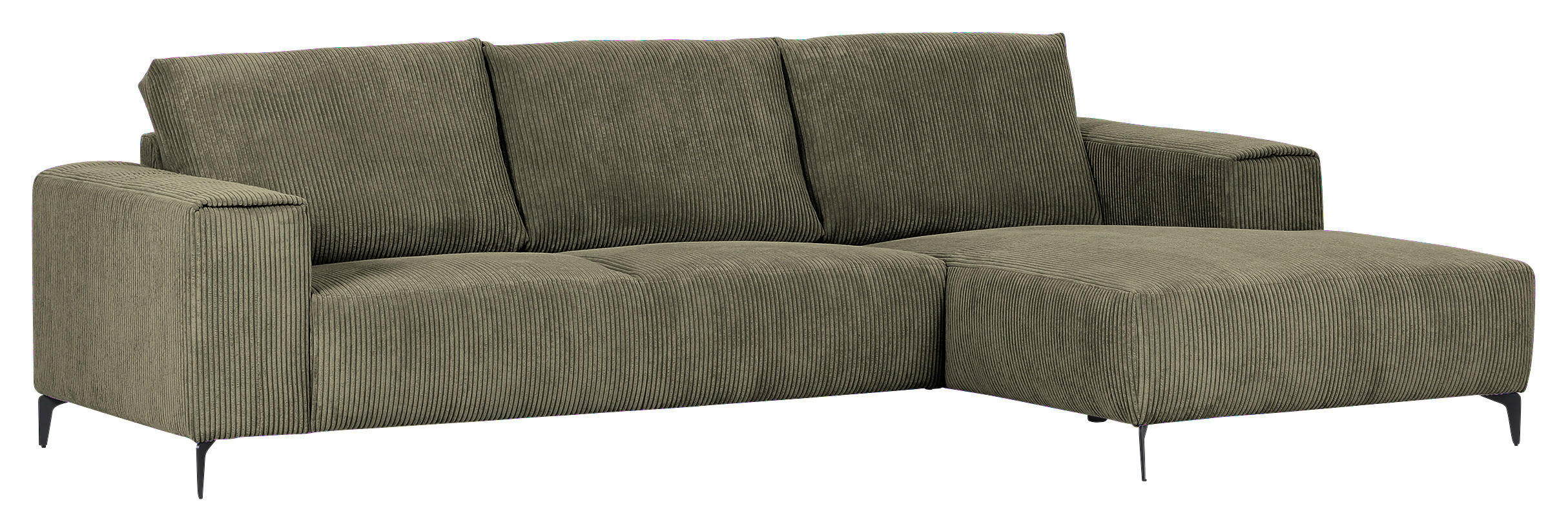 ECKSOFA in Cord Dunkelgrün  285/170 cm  - Dunkelgrün/Schwarz, KONVENTIONELL, Textil/Metall (285/170cm) - Carryhome