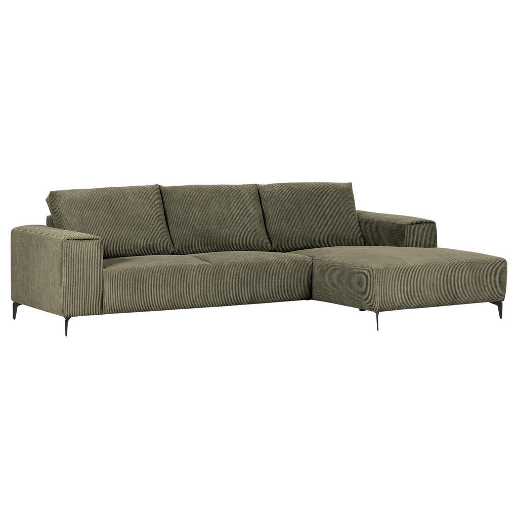 Thumbnail - Carryhome Ecksofa, Dunkelgrün, Textil, 2-3-Sitzer, Füllung: Schaumstoff, Ottomane rechts, L-Form, 285x170 cm, seitenverk...