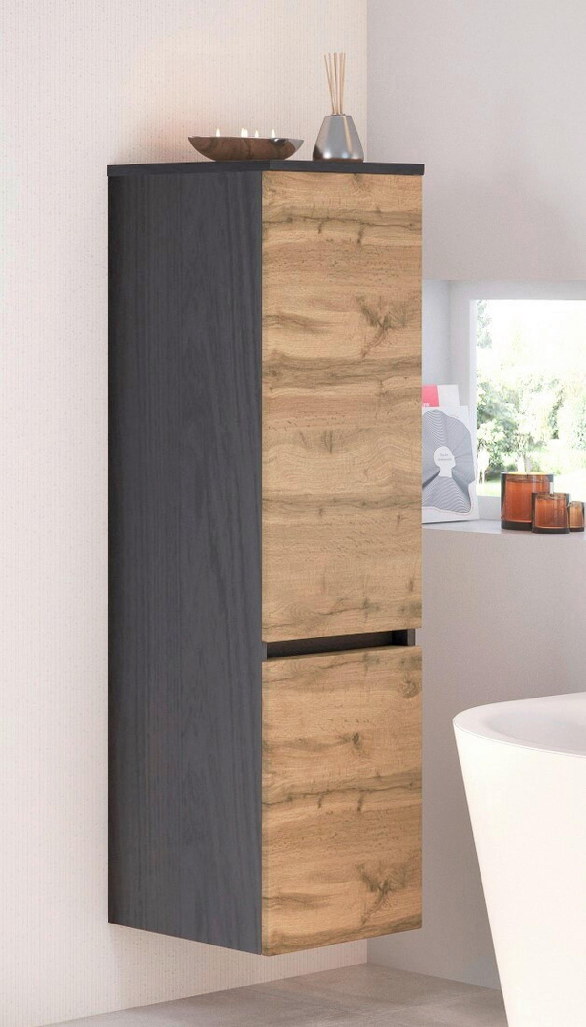 MIDISCHRANK 40/130/35 cm  - Silberfarben/Eiche Wotan, Design, Holzwerkstoff/Kunststoff (40/130/35cm) - Held