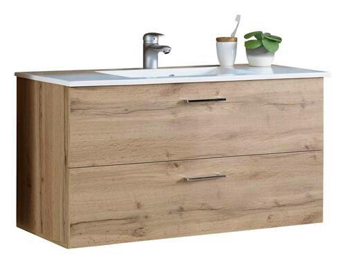 KOMBINOVANI UGRADNI UMIVAONIK boja hrasta - boja hrasta/bela, Moderno, kamen/pločasti materijal (99cm) - Xora