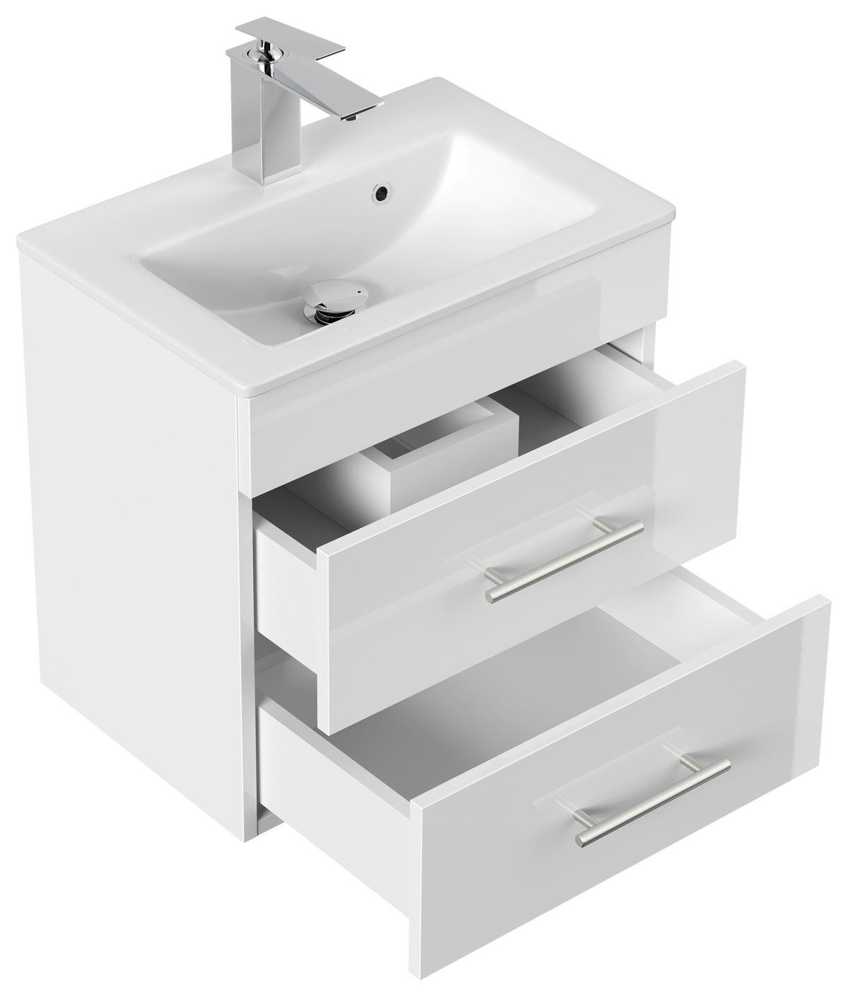 BADEZIMMER  in 50 cm  - Weiß Hochglanz/Silberfarben, MODERN, Keramik/Holzwerkstoff (50cm) - MID.YOU