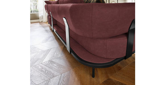 ECKSOFA in Echtleder Bordeaux  - Bordeaux/Schwarz, Design, Leder/Metall (302/237cm) - Dieter Knoll