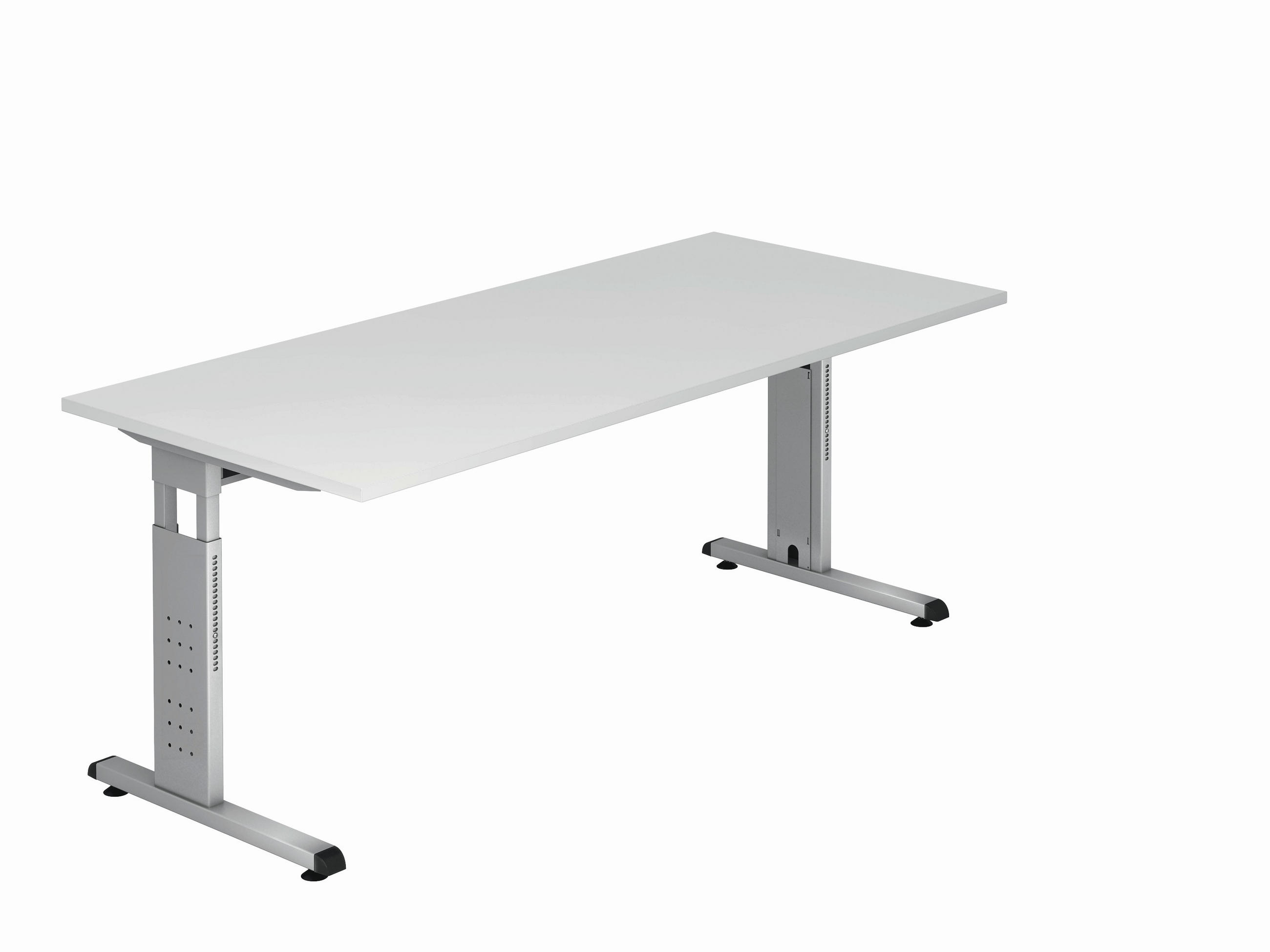 SCHREIBTISCH 180/80/65-85 cm Silberfarben, Weiß  - Silberfarben/Weiß, KONVENTIONELL, Holzwerkstoff/Metall (180/80/65-85cm) - Venda