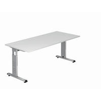 SCHREIBTISCH 180/80/65-85 cm Silberfarben, Weiß  - Silberfarben/Weiß, KONVENTIONELL, Holzwerkstoff/Metall (180/80/65-85cm) - Venda