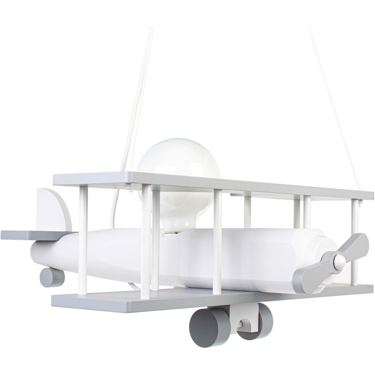 KINDERHÄNGELEUCHTE  42/45/75 cm    - Weiß/Grau, KONVENTIONELL, Holz (42/45/75cm)