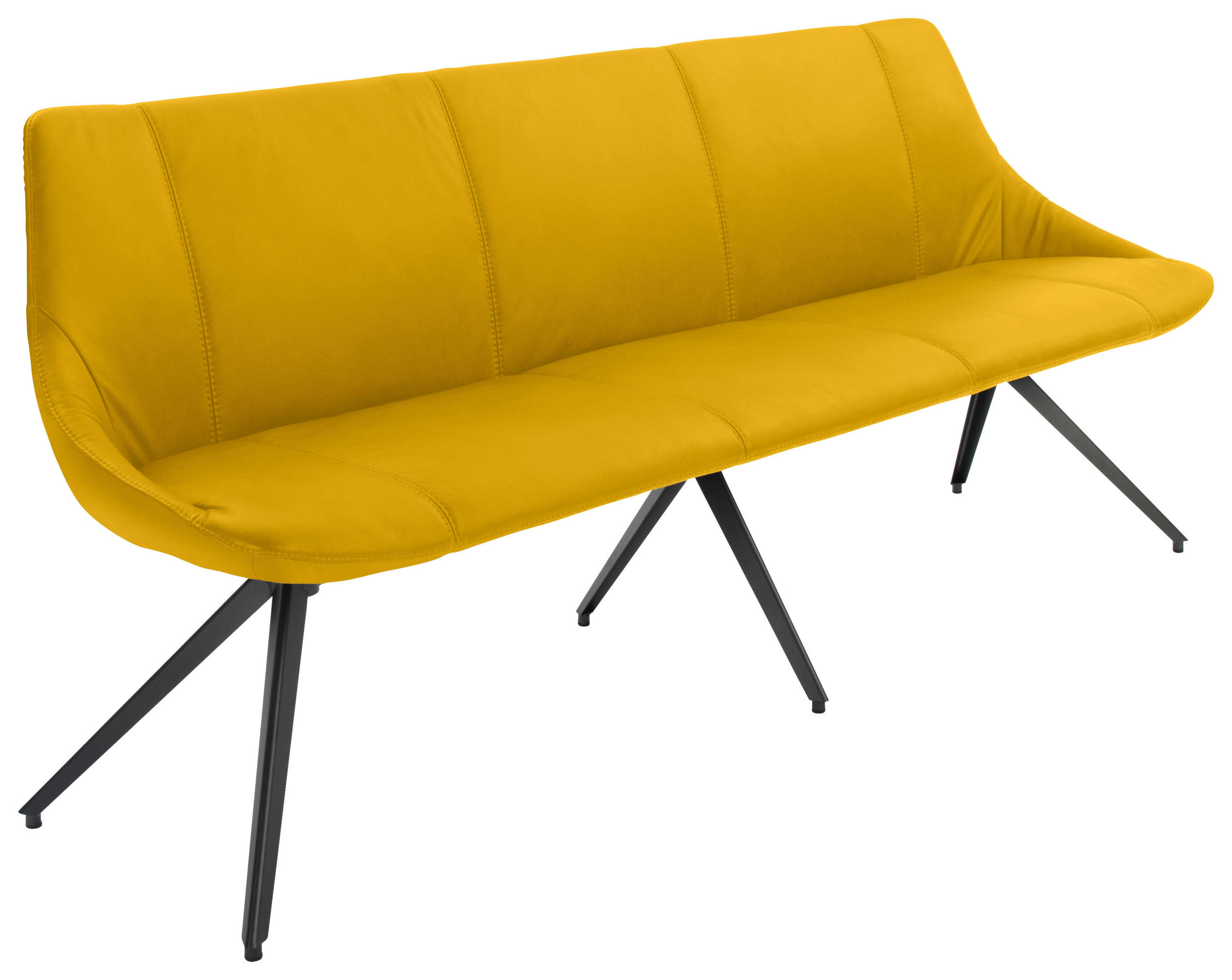 SITZBANK 195/88/62 cm Echtleder Anthrazit, Gelb Metall  - Anthrazit/Gelb, Design, Leder/Metall (195/88/62cm) - Bert Plantagie