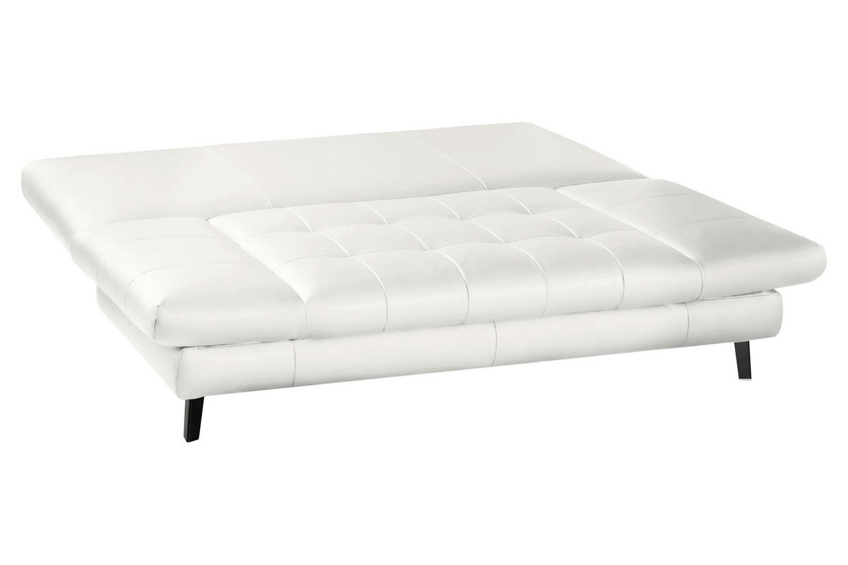 SCHLAFSOFA in Echtleder Weiss  - Weiss/Schwarz, Design, Leder/Metall (209/94/94cm) - Novel