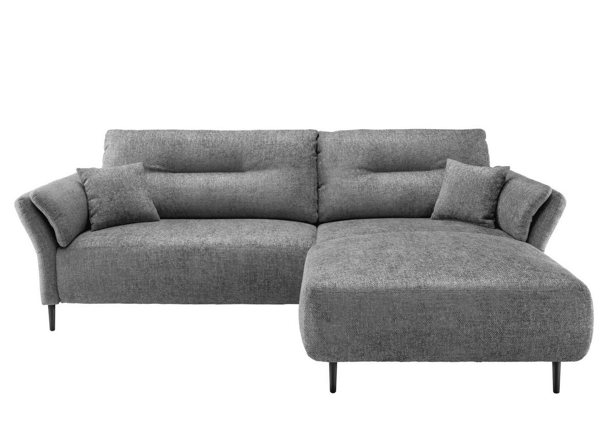 ECKSOFA in Struktur Grau  - Schwarz/Grau, Modern, Holz/Textil (269/172cm) - MID.YOU