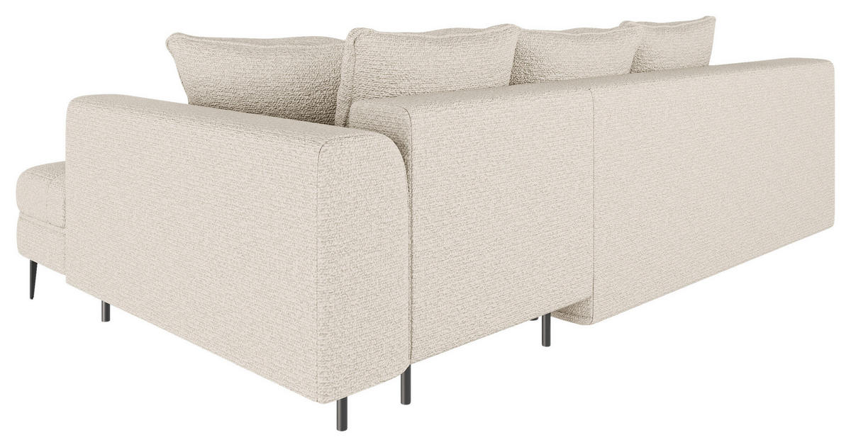 ECKSOFA Beige Struktur, Bouclé  - Beige/Schwarz, Design, Textil (177/276cm) - MID.YOU