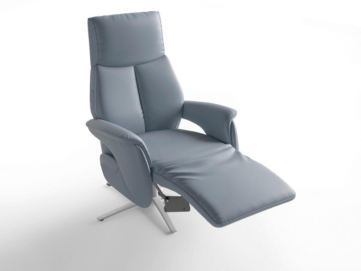 RELAXAČNÍ KŘESLO, kůže, šedomodrá - šedomodrá/barvy stříbra, Basics, kov/kůže (75/110/85cm) - Sit & More