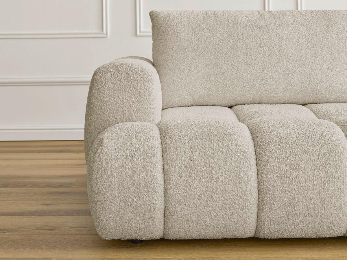 SCHLAFSOFA FUJI Bouclé Beige  inkl.  - Beige/Schwarz, MODERN, Kunststoff/Textil (251/113/88cm)