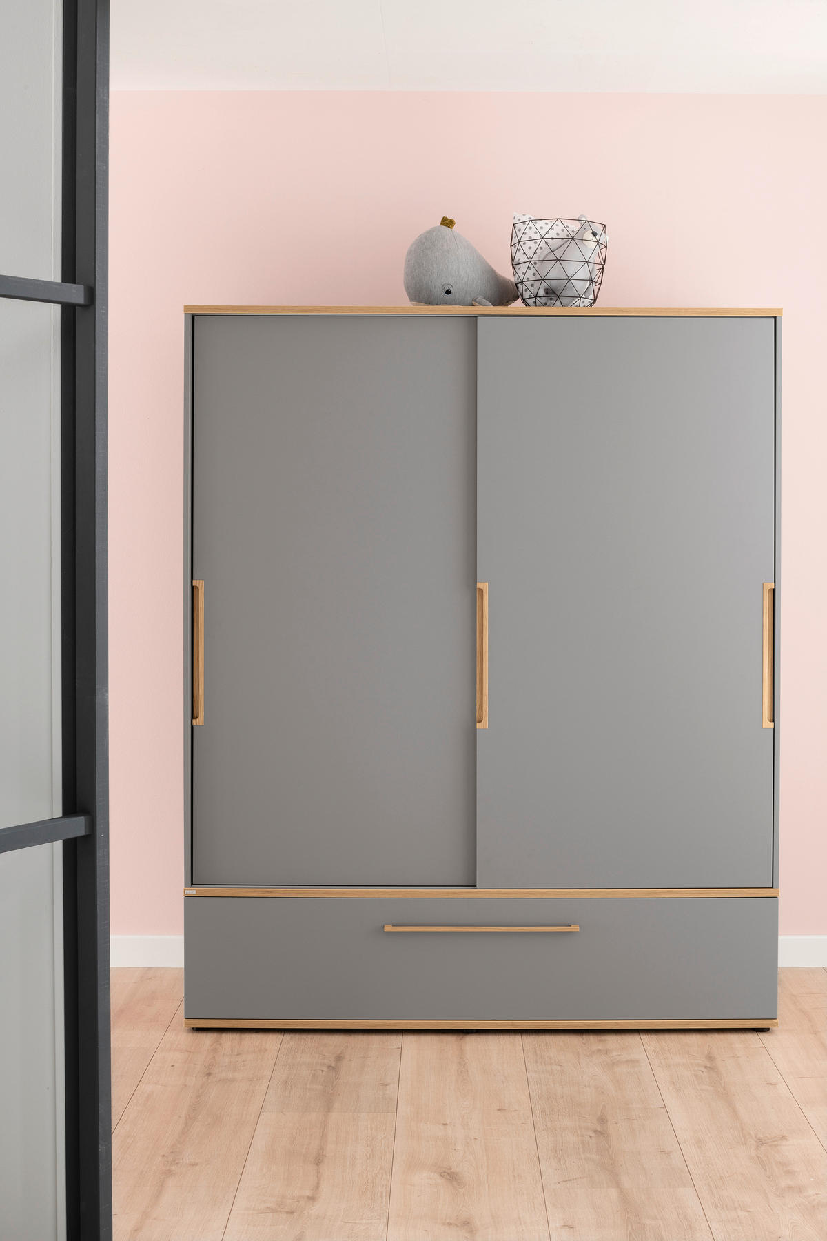  SCHIEBETÜRENSCHRANK 164/200/62 cm 2-türig  - Eichefarben/Grau, Design, Holz/Holzwerkstoff (164/200/62cm) - Paidi