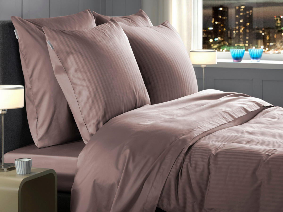 BETTWÄSCHE 2-teilig Banda Makosatin 135/200 cm  - Dunkelrosa, Basics, Textil (135/200cm)