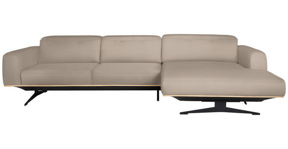 ECKSOFA in Echtleder Beige  305/163 cm  - Eichefarben/Beige, Design, Leder/Holz (305/163cm) - Novel