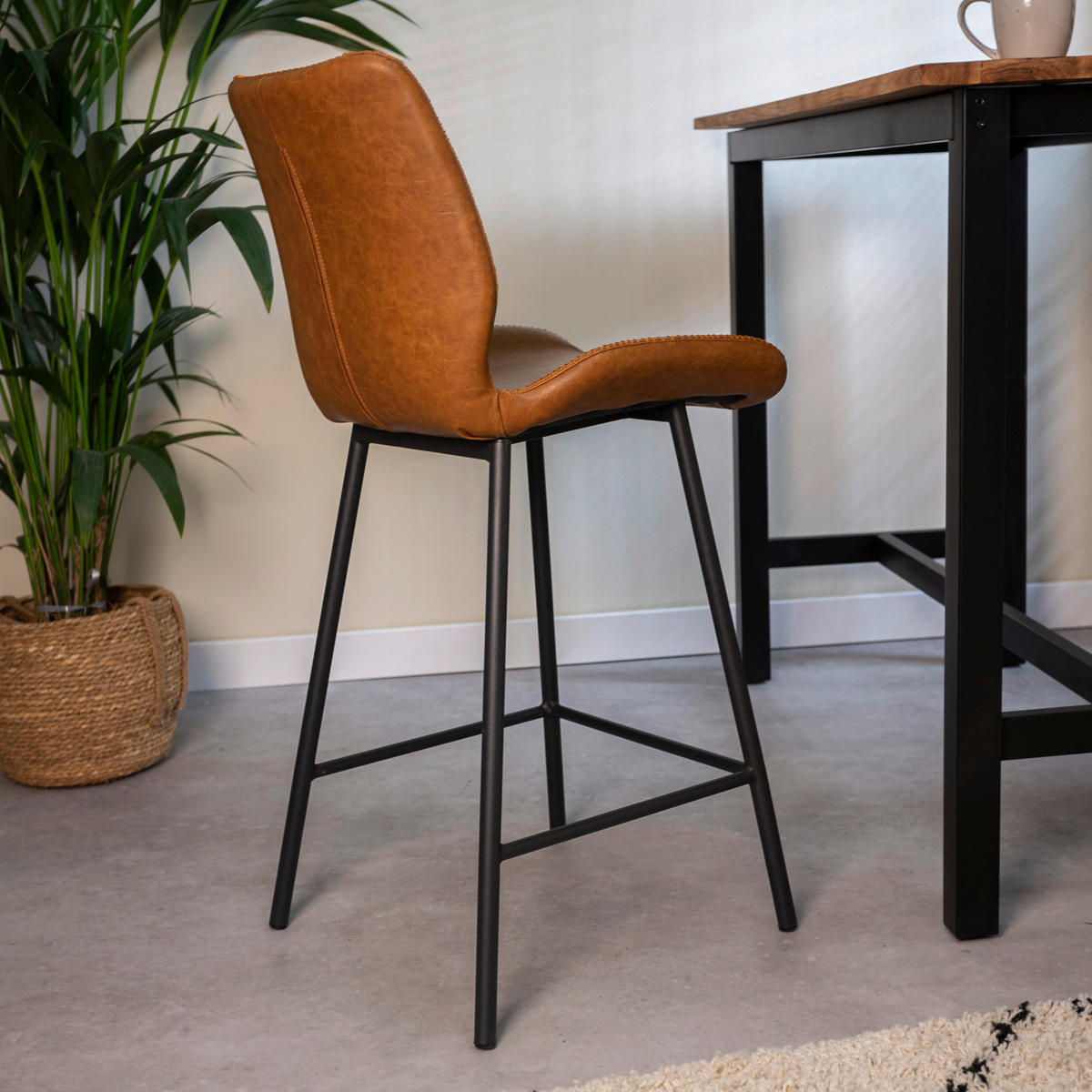 SADA BAROVÝCH ŽIDLÍ 2 kusy - černá/koňaková, Konvenční, kov/textil (47/99/55cm) - MID.YOU