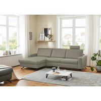 ECKSOFA in Echtleder Platinfarben  165/267 cm  - Platinfarben/Schwarz, Design, Leder/Metall (165/267cm) - Beldomo Premium