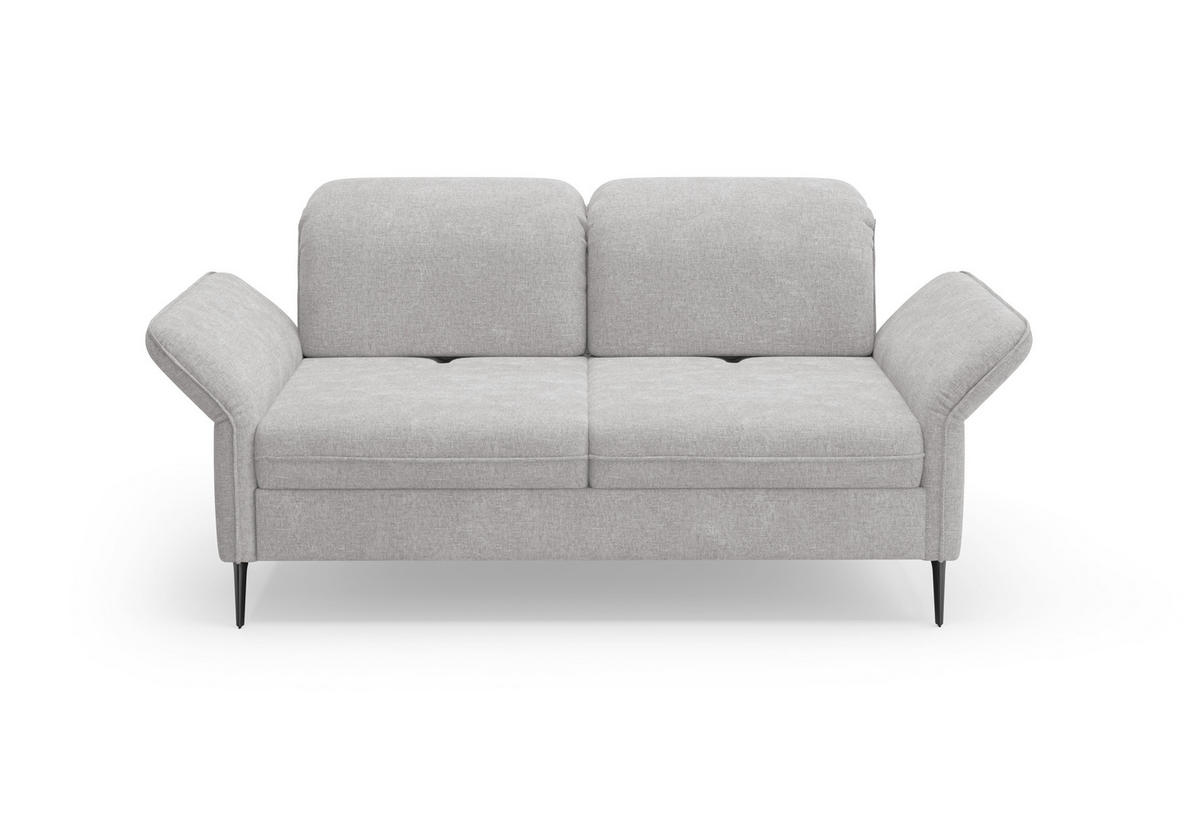 3-SITZER-SOFA in Flachgewebe Hellgrau  - Hellgrau/Schwarz, Konventionell, Textil/Metall (199/92/123cm) - Sit & More
