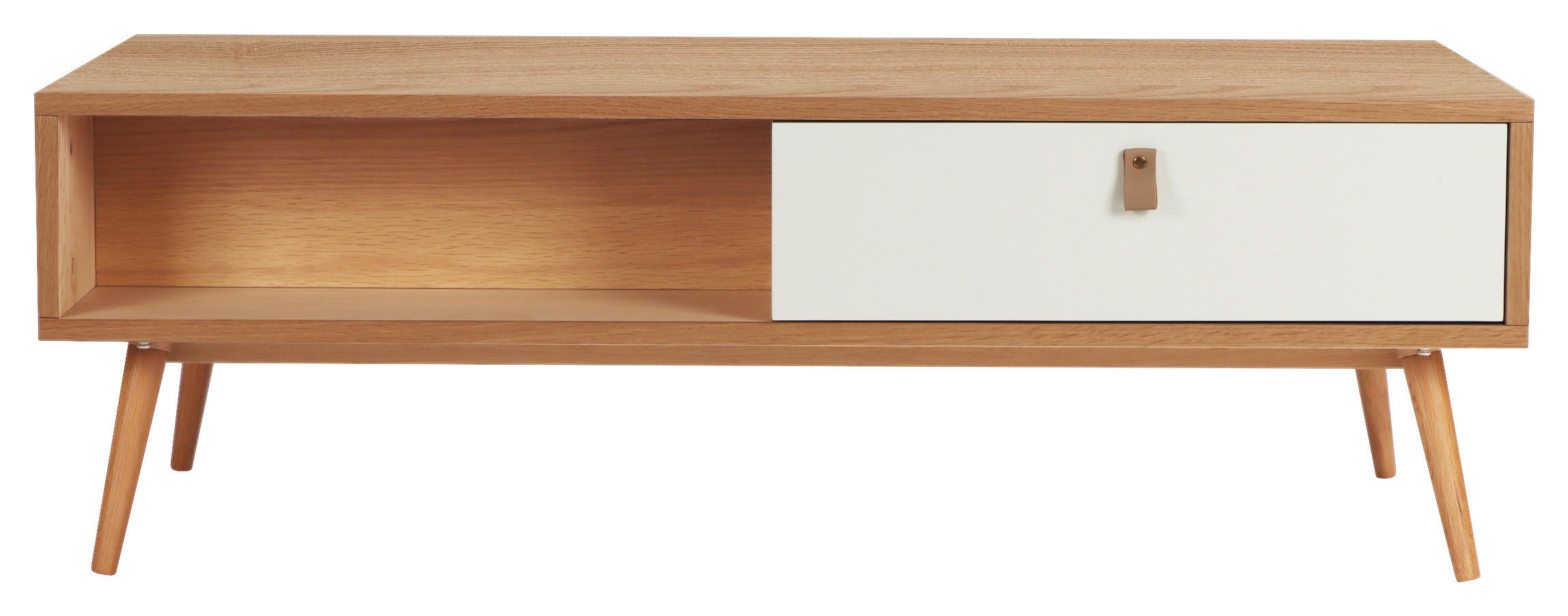 COUCHTISCH Eiche furniert, massiv 120/60/40 cm rechteckig Weiß, Eichefarben  - Hellbraun/Eichefarben, Design, Holz/Holzwerkstoff (120/60/40cm) - Boxxx