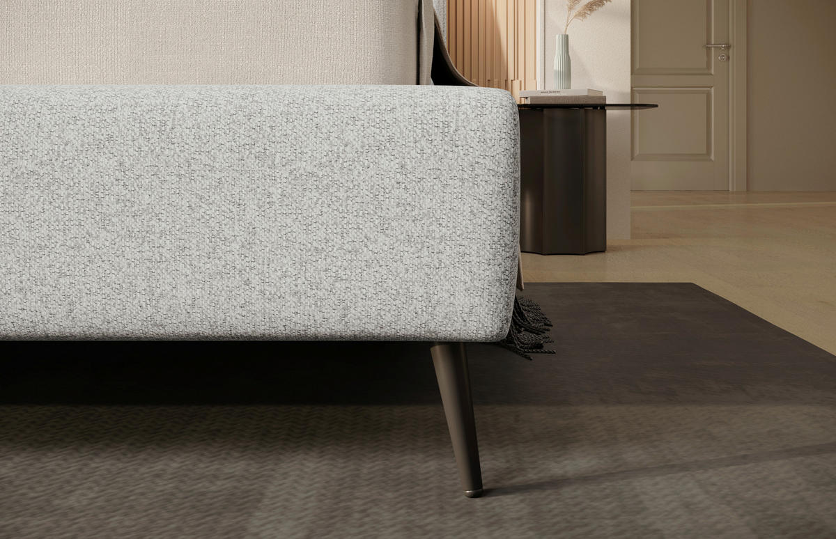 POLSTERBETT 180/200 cm  in Weiss, Hellgrau  - Weiss/Hellgrau, Design, Holz/Textil (180/200cm) - Esposa