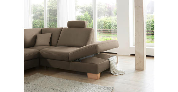 ECKSOFA in Mikrofaser Hellbraun  - Wildeiche/Hellbraun, Natur, Holz/Textil (286/236cm) - Voleo