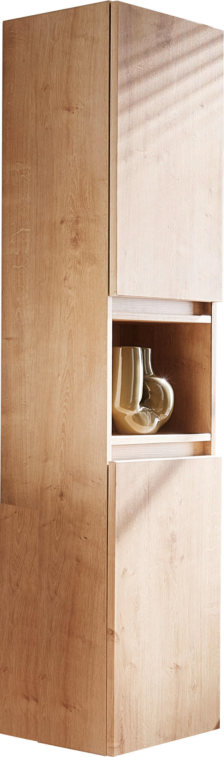 HOCHSCHRANK 40/163/30 cm  - Eichefarben, Design, Glas/Holzwerkstoff (40/163/30cm) - Novel